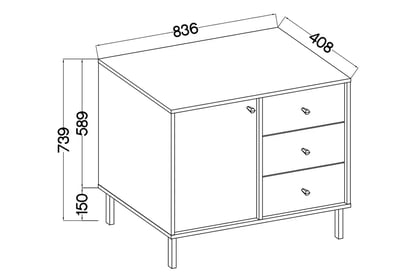 Komoda Lotina II 84 cm 1F3S se zásuvkami - grafitová černá / zlaté nožky Komoda Lotina II 1F3S se zásuvkami 84 cm - černá grafit / zlaté Nohy