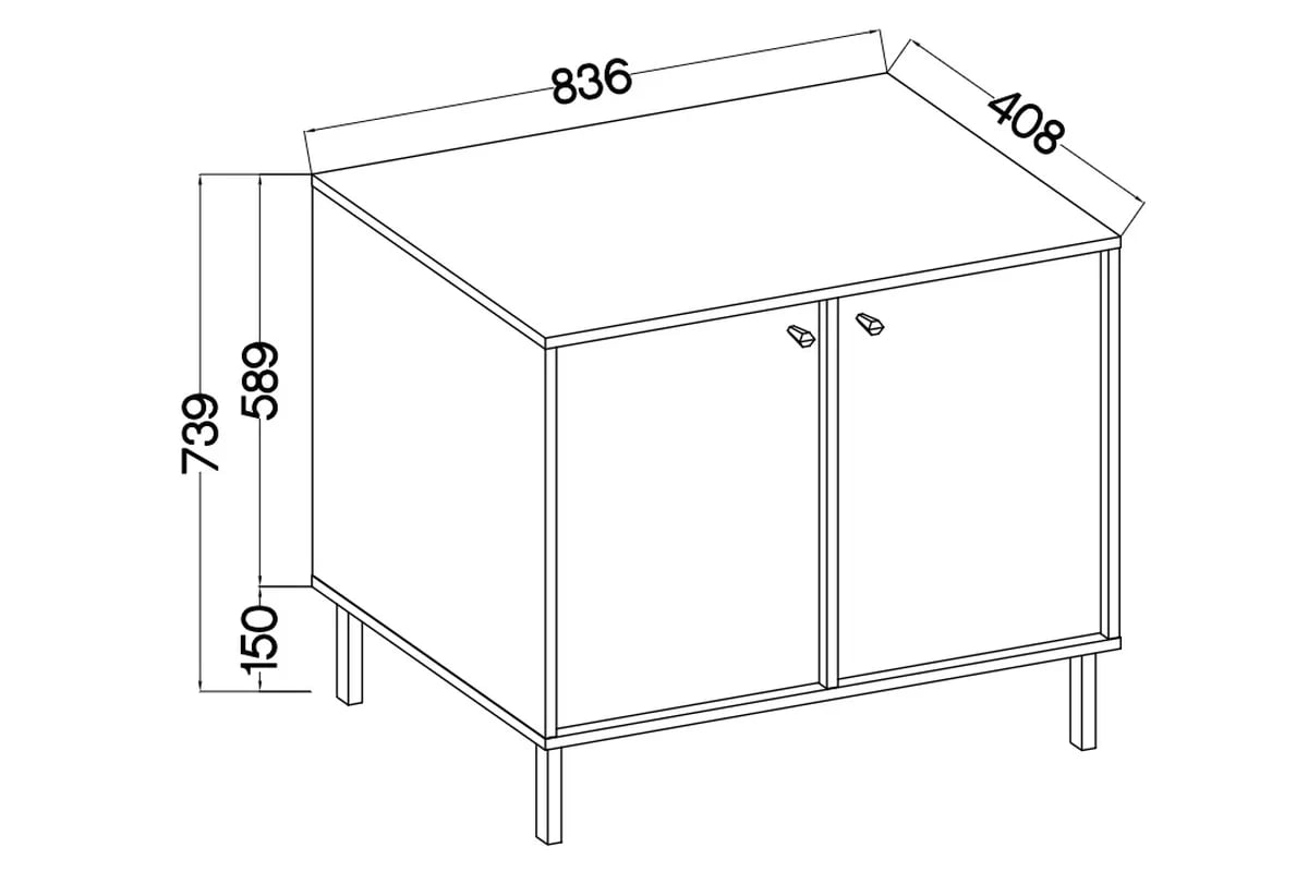 Komoda Lotina II 2F - 84 cm - čierny grafit / zlaté nožičky Komoda Lotina II 2F - 84 cm - Čierny grafit / zlote nožičky