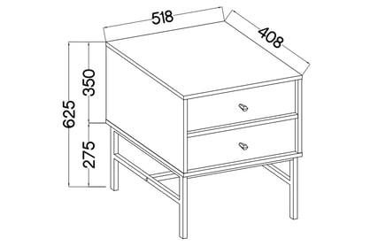 Noční stolek Lotina III 52 cm 2S se zásuvkami - písková béžová / zlaté nožky Noční stolek Lotina III 2S se zásuvkami 52 cm - béžová Pískový / zlaté Nohy