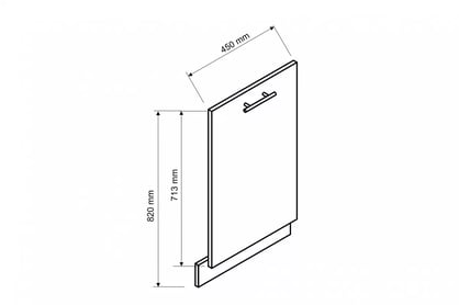 Dvierka na umývačku 45 cm s krytým panelom Mina 45PZ - čierny Grášok Predná časť do umývačky 45 cm s krytým panelom Mina 45PZ - Čierny Grášok