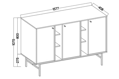 Komoda Lotina III 158 cm 3F - písková béžová / zlaté nožky Komoda Lotina III 3F - 158 cm - béžová Pískový / zlaté Nohy