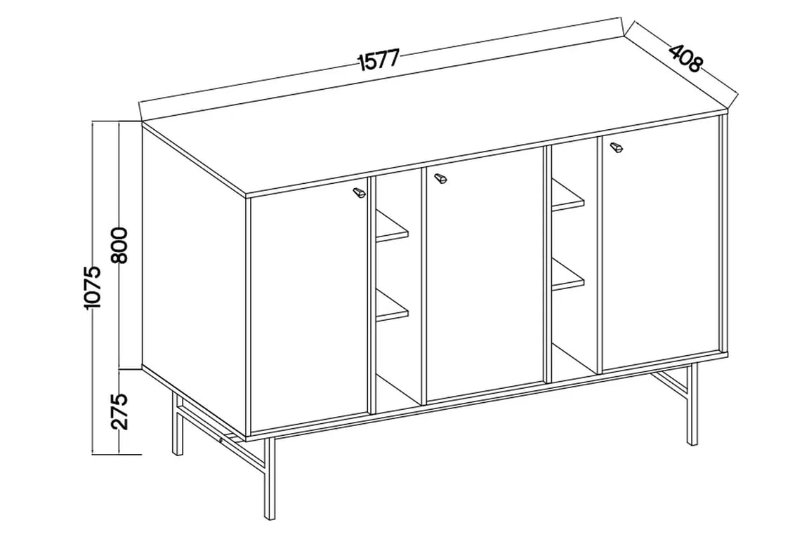 Komoda Lotina III 158 cm 3F - písková béžová / zlaté nožky Komoda Lotina III 3F - 158 cm - béžová Pískový / zlaté Nohy