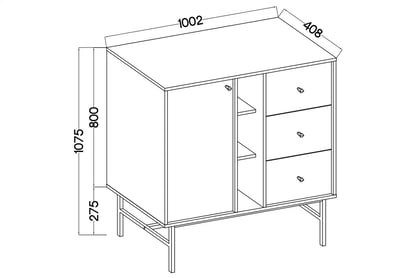 Komoda Lotina III 100 cm 1F3S se zásuvkami - písková béžová / zlaté nožky Komoda Lotina III 1F3S se zásuvkami 100 cm - béžová Pískový / zlaté Nohy