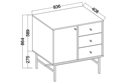 Komoda Lotina III 84 cm 1F3S se zásuvkami - písková béžová / zlaté nožky Komoda Lotina III 1F3S se zásuvkami 84 cm - béžová Pískový / zlaté Nohy