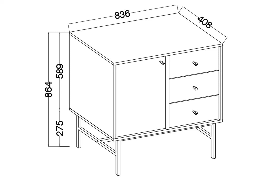 Komoda Lotina III 1F3S so zásuvkami 84 cm - Béžová Pieskový / zlaté nožičky Komoda Lotina III 1F3S so zásuvkami 84 cm - Béžová Pieskový / zlote nožičky