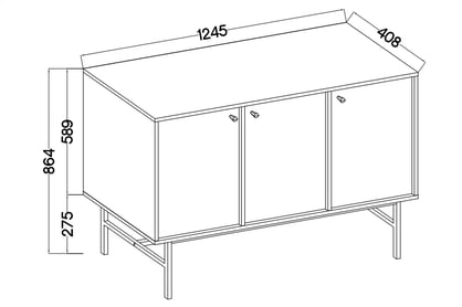 Komoda Lotina III 125 cm 3F - písková béžová / zlaté nožky Komoda Lotina III 3F - 125 cm - béžová Pískový / zlaté Nohy