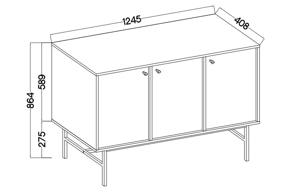 Komoda Lotina III 125 cm 3F - písková béžová / zlaté nožky Komoda Lotina III 3F - 125 cm - béžová Pískový / zlaté Nohy