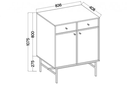 Komoda Lotina III 84 cm 2F2S se zásuvkami - grafitová černá / zlaté nožky Komoda Lotina III 2F2S se zásuvkami 84 cm - černá grafit / zlaté Nohy