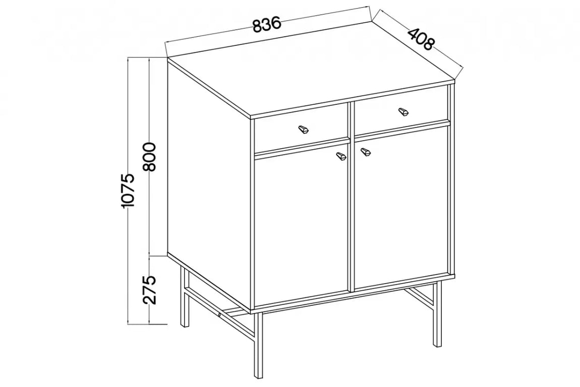 Komoda Lotina III 84 cm 2F2S se zásuvkami - grafitová černá / zlaté nožky Komoda Lotina III 2F2S se zásuvkami 84 cm - černá grafit / zlaté Nohy