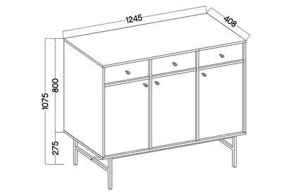 Komoda Lotina III 125 cm 3F3S se zásuvkami - písková béžová / zlaté nožky Komoda Lotina III 3F3S se zásuvkami 125 cm - béžová Pískový / zlaté Nohy