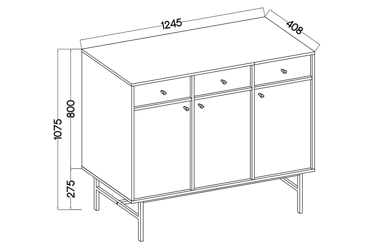 Komoda Lotina III 3F3S so zásuvkami 125 cm - čierny grafit / zlaté nožičky Komoda Lotina III 3F3S so zásuvkami 125 cm - Čierny grafit / zlote nožičky