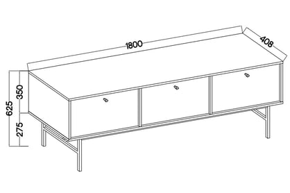 TV stolík Lotina III 3K - 180 cm - čierny grafit / zlaté nožičky TV skrinka Lotina III 3K - 180 cm - Čierny grafit / zlote nožičky