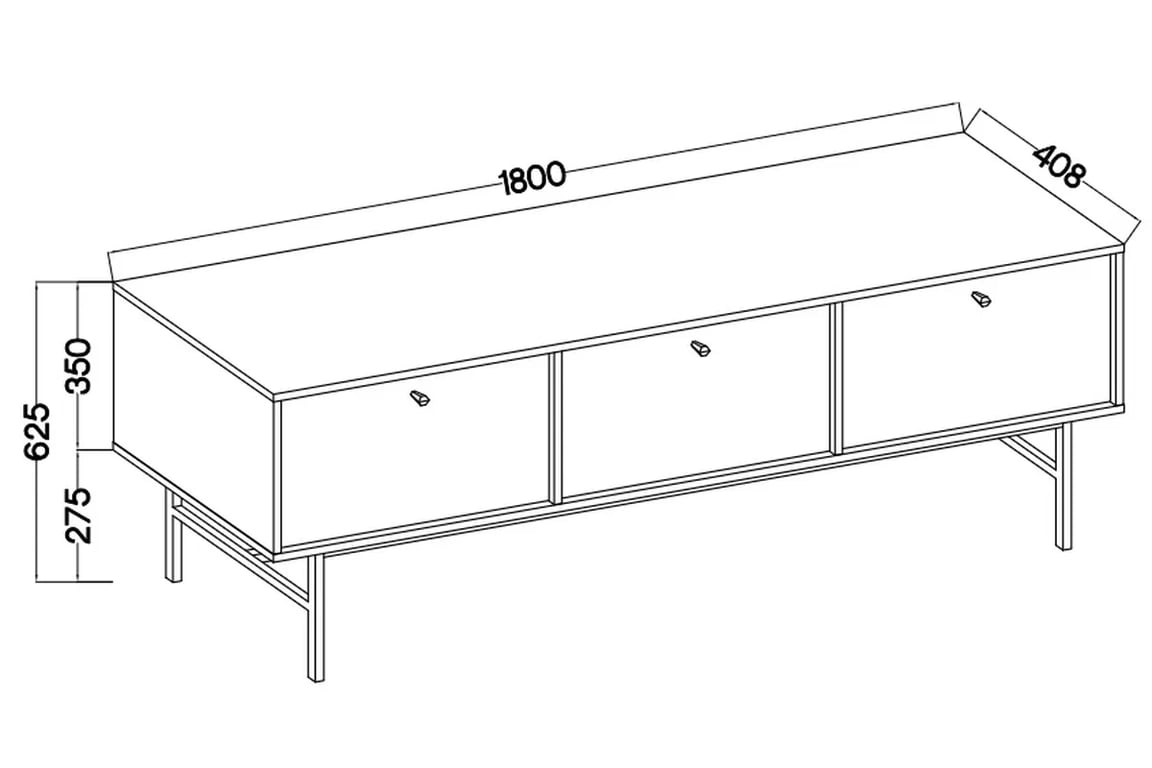 TV stolík Lotina III 3K - 180 cm - čierny grafit / zlaté nožičky TV skrinka Lotina III 3K - 180 cm - Čierny grafit / zlote nožičky