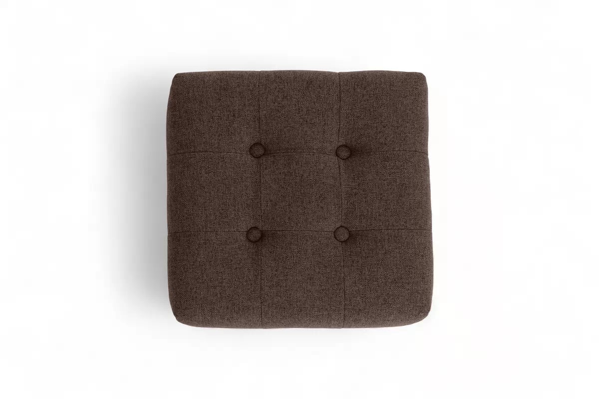 Taburet prešívaná s gombíkmi Ušiak Škandinávsky Nordic - látka Hnedá / nožičky Jelša - Koncovka Série Taburet prešívaná Ušiak Škandinávsky Nordic - Hnedá plecionka Belimi PH 10 07 13