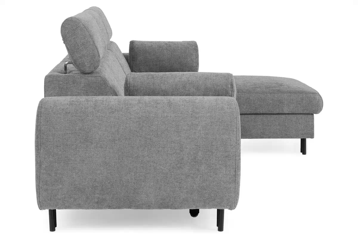 Rohová sedacia súprava Porto pravá s funkciou spania - sivý šenil Retro Bliss 90 / čierne nožičky Rohová sedacia súprava s funkciou spania Porto pravá strana - šedý / šenil / Retro Bliss 90 / čierny nozki