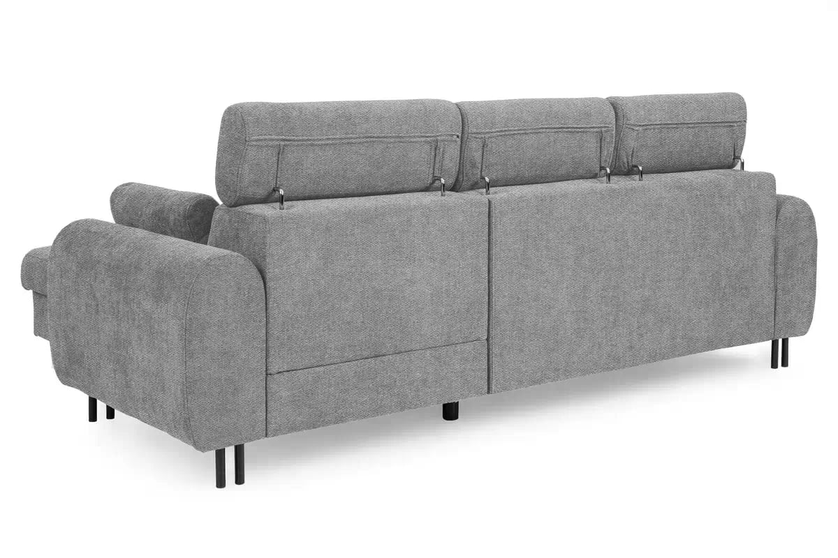 Rohová sedacia súprava Porto pravá s funkciou spania - sivý šenil Retro Bliss 90 / čierne nožičky Rohová sedacia súprava s funkciou spania Porto pravá strana - šedý / šenil / Retro Bliss 90 / čierny nozki