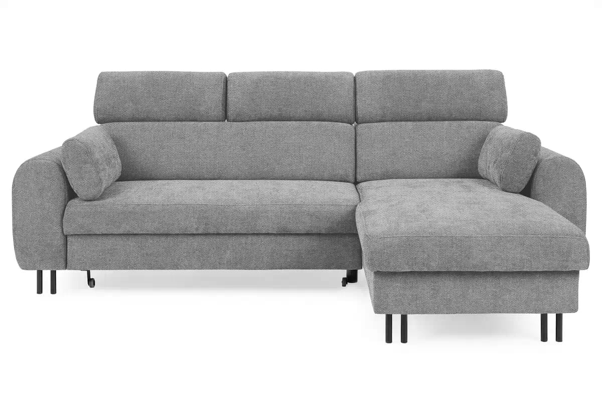Rohová sedacia súprava Porto pravá s funkciou spania - sivý šenil Retro Bliss 90 / čierne nožičky Rohová sedacia súprava s funkciou spania Porto pravá strana - šedý / šenil / Retro Bliss 90 / čierny nozki