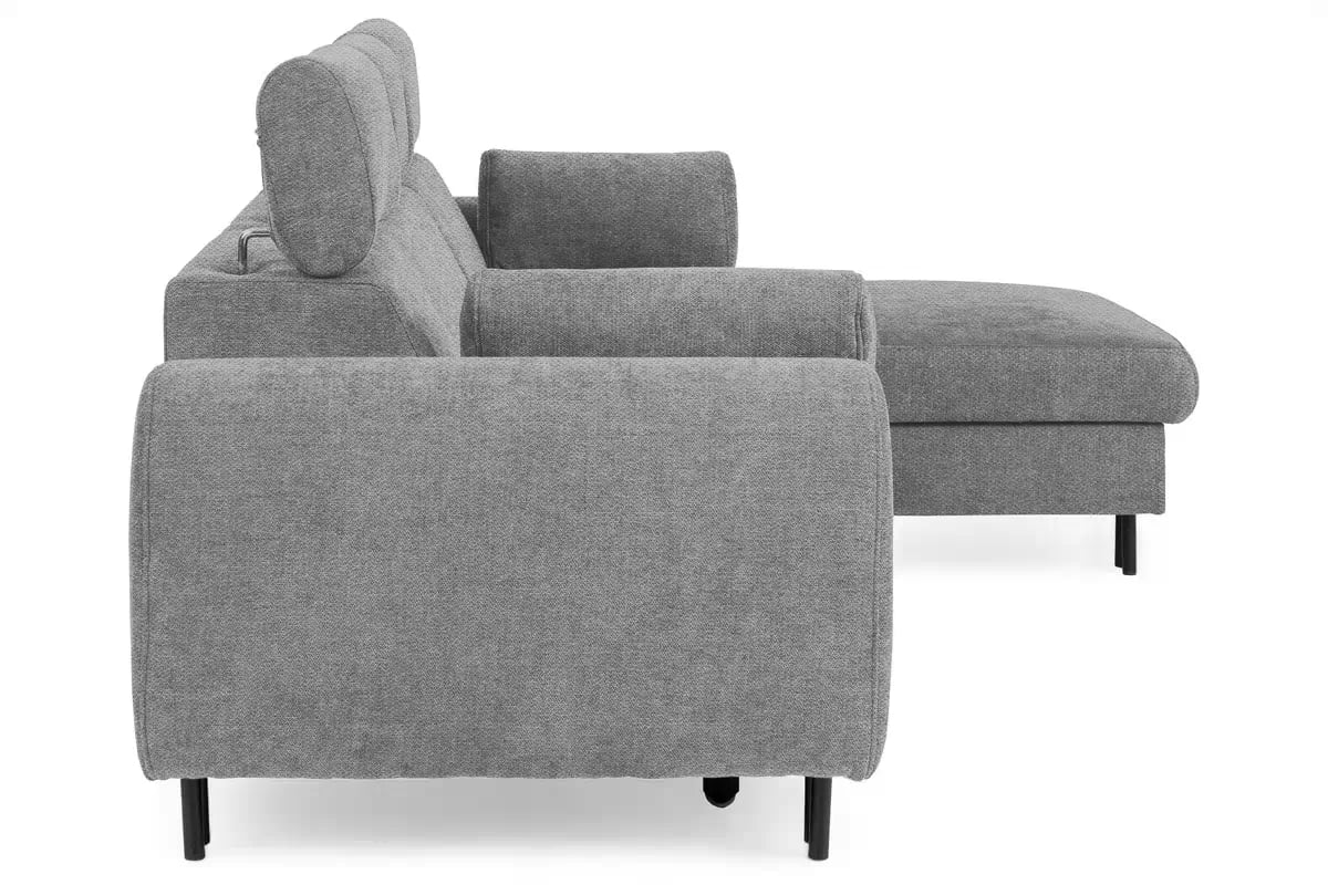 Rohová sedacia súprava Porto pravá s funkciou spania - sivý šenil Retro Bliss 90 / čierne nožičky Rohová sedacia súprava s funkciou spania Porto pravá strana - šedý / šenil / Retro Bliss 90 / čierny nozki