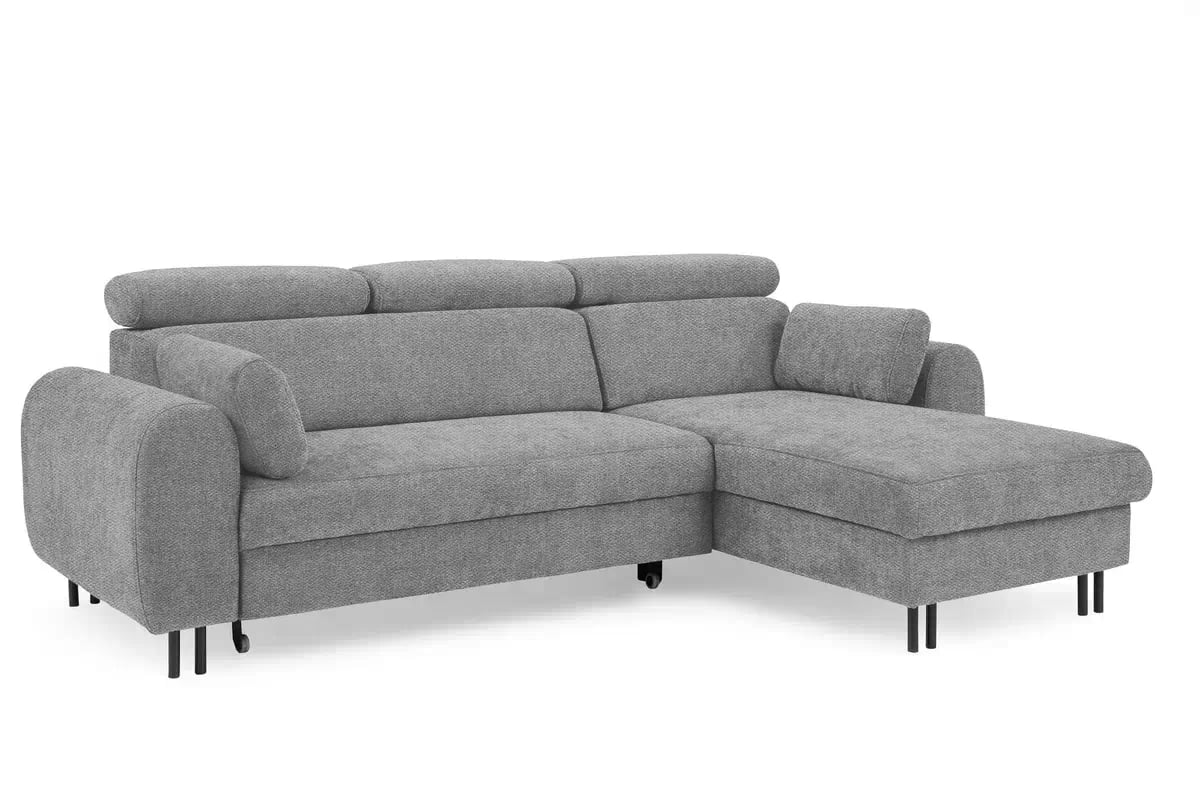 Rohová sedacia súprava Porto pravá s funkciou spania - sivý šenil Retro Bliss 90 / čierne nožičky Rohová sedacia súprava s funkciou spania Porto pravá strana - šedý / šenil / Retro Bliss 90 / čierny nozki