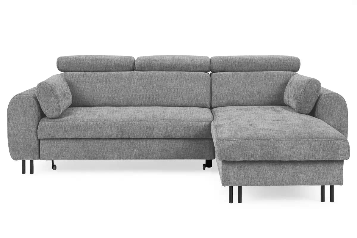 Rohová sedacia súprava Porto pravá s funkciou spania - sivý šenil Retro Bliss 90 / čierne nožičky Rohová sedacia súprava s funkciou spania Porto pravá strana - šedý / šenil / Retro Bliss 90 / čierny nozki