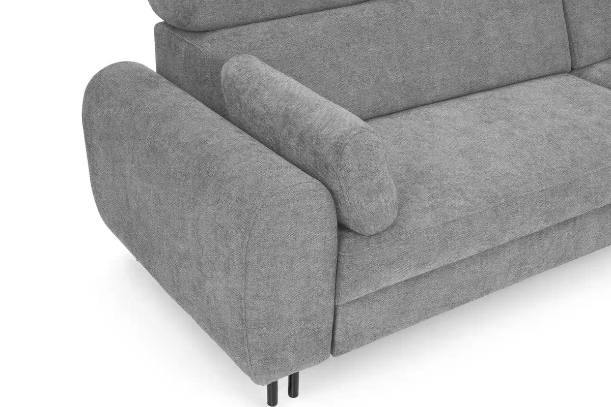 Rohová sedacia súprava Porto pravá s funkciou spania - sivý šenil Retro Bliss 90 / čierne nožičky Rohová sedacia súprava s funkciou spania Porto pravá strana - šedý / šenil / Retro Bliss 90 / čierny nozki