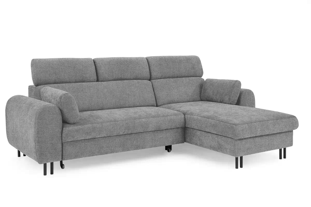 Rohová sedacia súprava Porto pravá s funkciou spania - sivý šenil Retro Bliss 90 / čierne nožičky Rohová sedacia súprava s funkciou spania Porto pravá strana - šedý / šenil / Retro Bliss 90 / čierny nozki