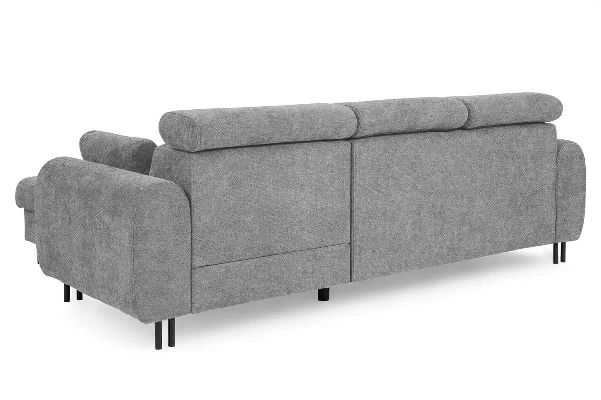 Rohová sedacia súprava Porto pravá s funkciou spania - sivý šenil Retro Bliss 90 / čierne nožičky Rohová sedacia súprava s funkciou spania Porto pravá strana - šedý / šenil / Retro Bliss 90 / čierny nozki