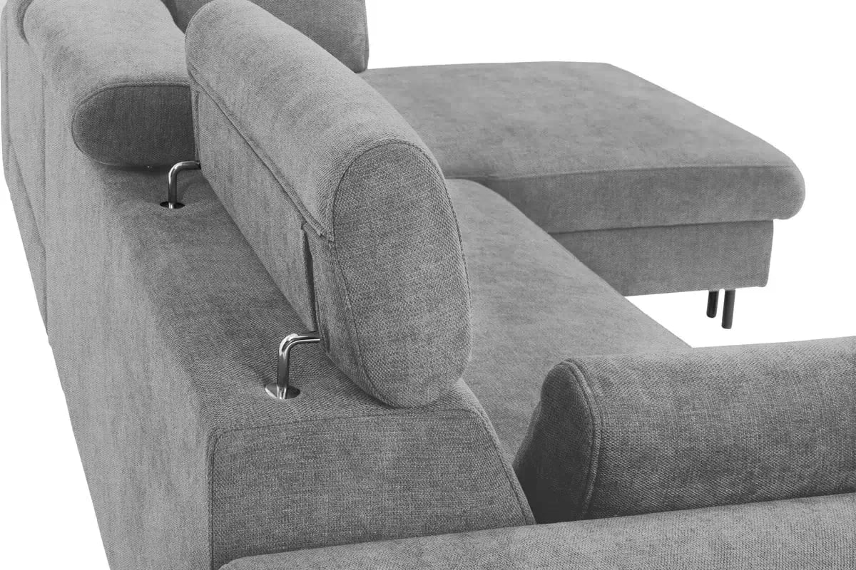 Rohová sedacia súprava Porto pravá s funkciou spania - sivý šenil Retro Bliss 90 / čierne nožičky Rohová sedacia súprava s funkciou spania Porto pravá strana - šedý / šenil / Retro Bliss 90 / čierny nozki