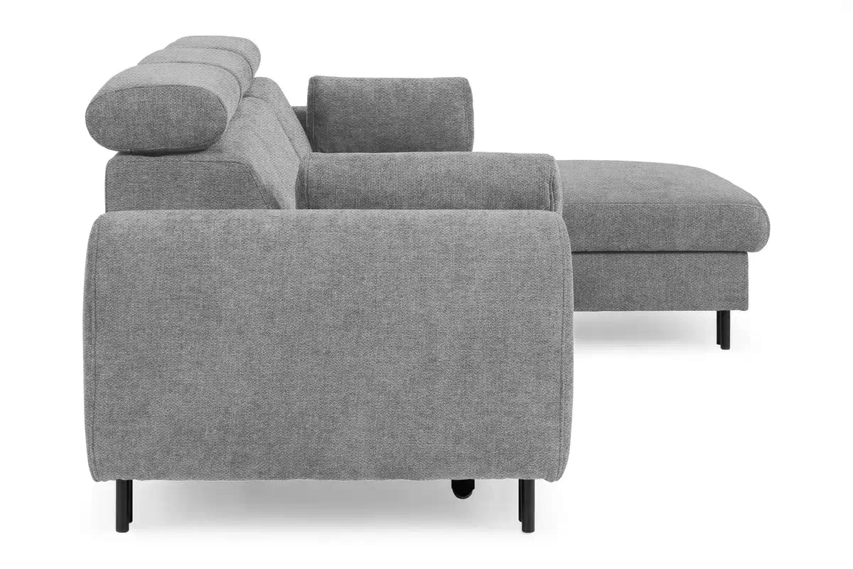 Rohová sedacia súprava Porto pravá s funkciou spania - sivý šenil Retro Bliss 90 / čierne nožičky Rohová sedacia súprava s funkciou spania Porto pravá strana - šedý / šenil / Retro Bliss 90 / čierny nozki