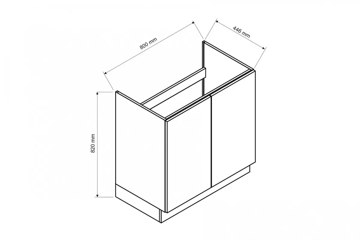 Dolná skrinka Anika D80ZL dvojdverová pod drez – dub artisan / grafit Skrinka Kuchynská dvojdverová pod umývadlo Anika D80 ZL - Dub artisan / grafit