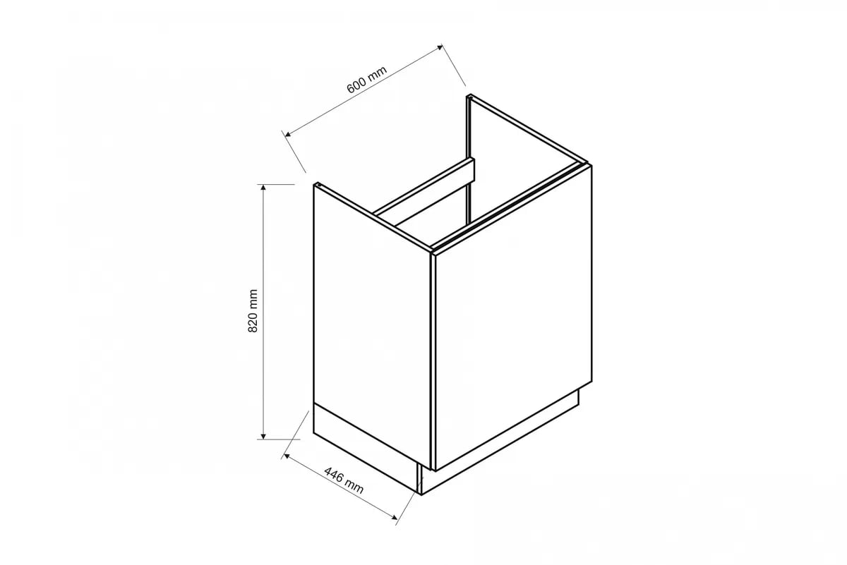 Dolná skrinka Anika D60 ZL jednodverová pod drez – grafit Skrinka Kuchynská jdenodrzwiowa pod umývadlo Anika D60 ZL - grafit / grafit