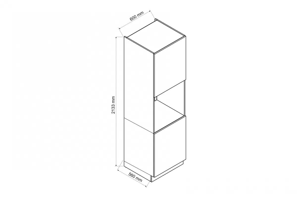Dolný kuchynský stĺpik Anika D60 PK/2133 dvojdverový na vstavanú rúru – grafit regál Kuchynský  pre vstavanu ruru Anika D60 PK/2133 - grafit / grafit
