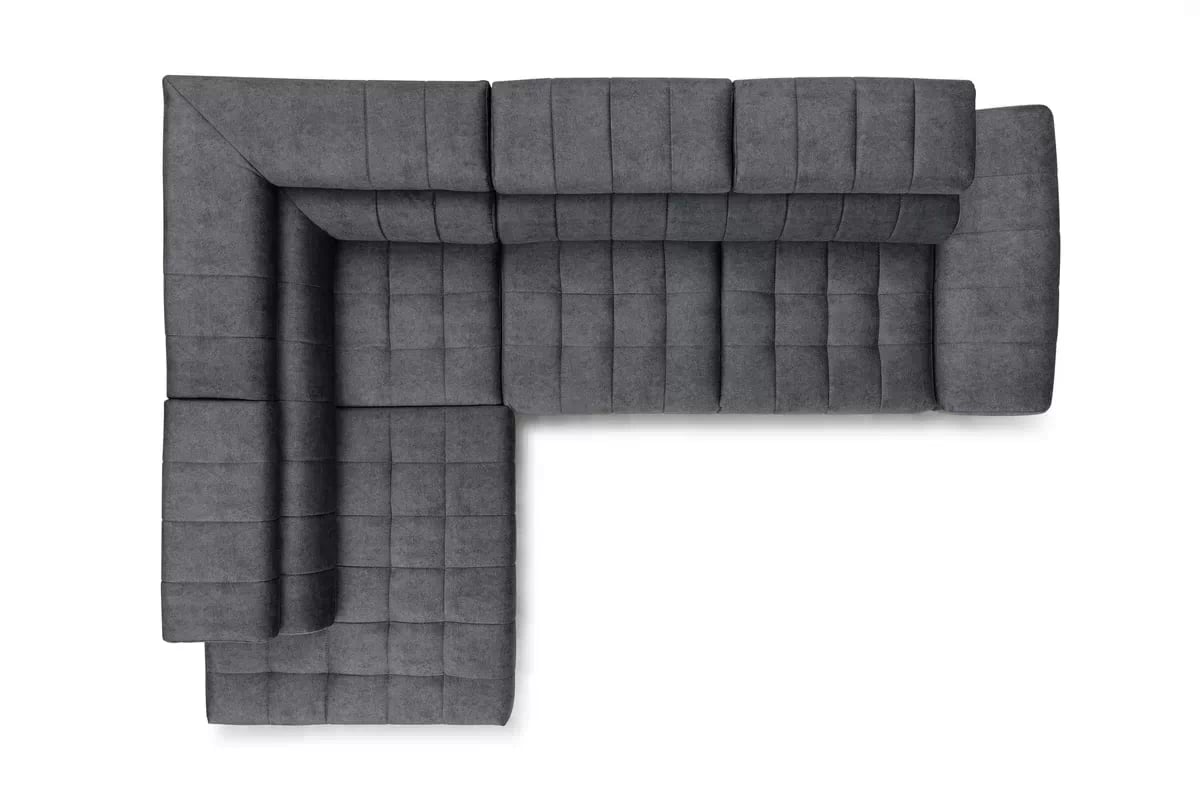 Rozkladacia rohová sedacia súprava Valoris L ľavá - grafitový vodoodpudivý zamat Zetta 305 Rohová sedacia súprava Ľavá strana Valoris L s funkciou spania - Grafitový zamat hydrofobowy Zetta 305