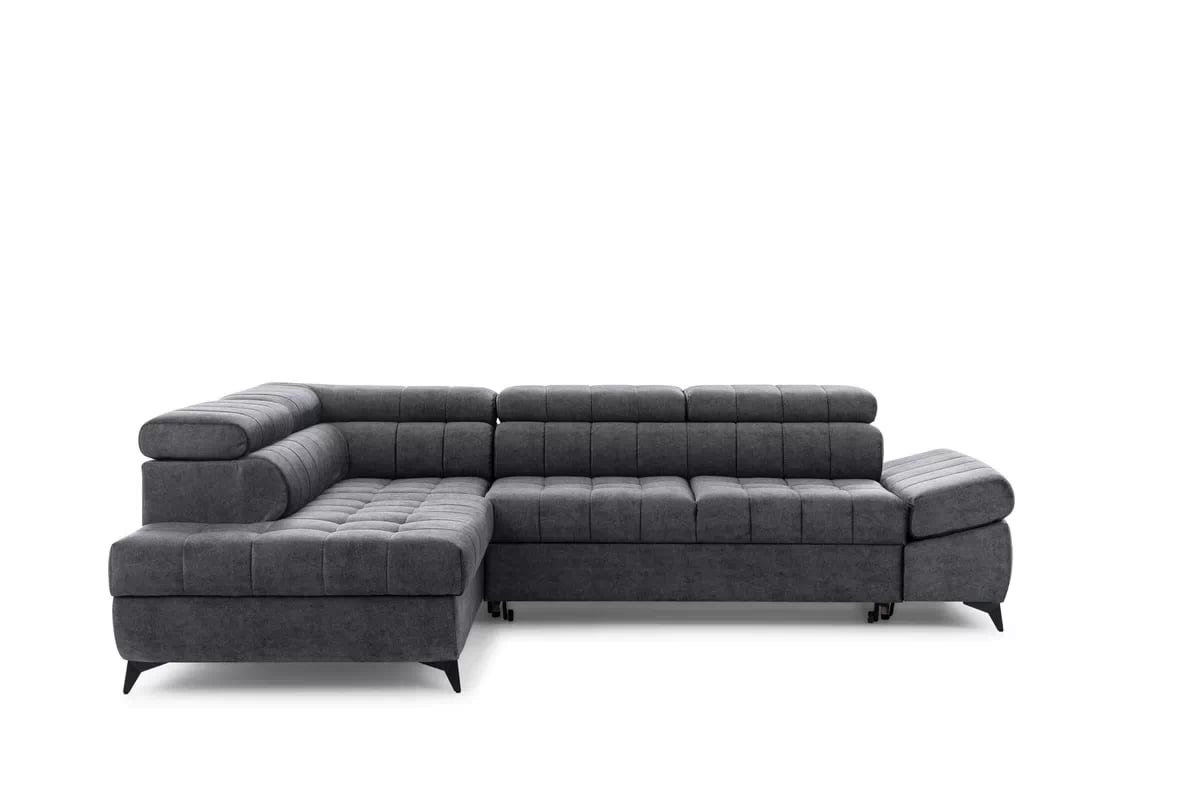 Rozkladacia rohová sedacia súprava Valoris L ľavá - grafitový vodoodpudivý zamat Zetta 305 Rohová sedacia súprava Ľavá strana Valoris L s funkciou spania - Grafitový zamat hydrofobowy Zetta 305