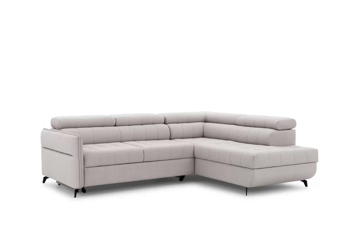 Rozkládací rohová sedací souprava Elarias L pravá - béžová látka Maya 01 Rohová sedací souprava pravá rozkládací Elarias L - béžová potahová látka Maya 01