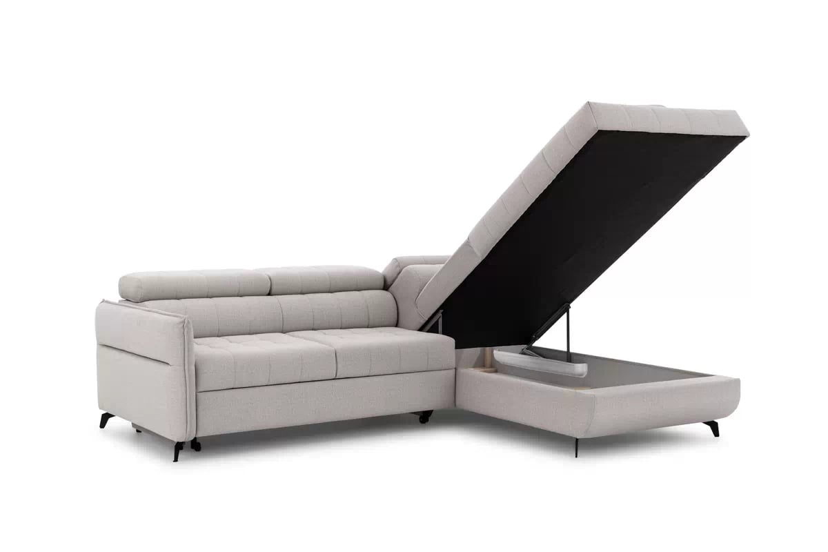 Rozkládací rohová sedací souprava Elarias L pravá - béžová látka Maya 01 Rohová sedací souprava pravá rozkládací Elarias L - béžová potahová látka Maya 01