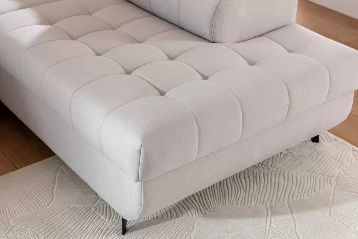 Rozkládací rohová sedací souprava Elarias L pravá - béžová látka Maya 01 Rohová sedací souprava pravá rozkládací Elarias L - béžová potahová látka Maya 01