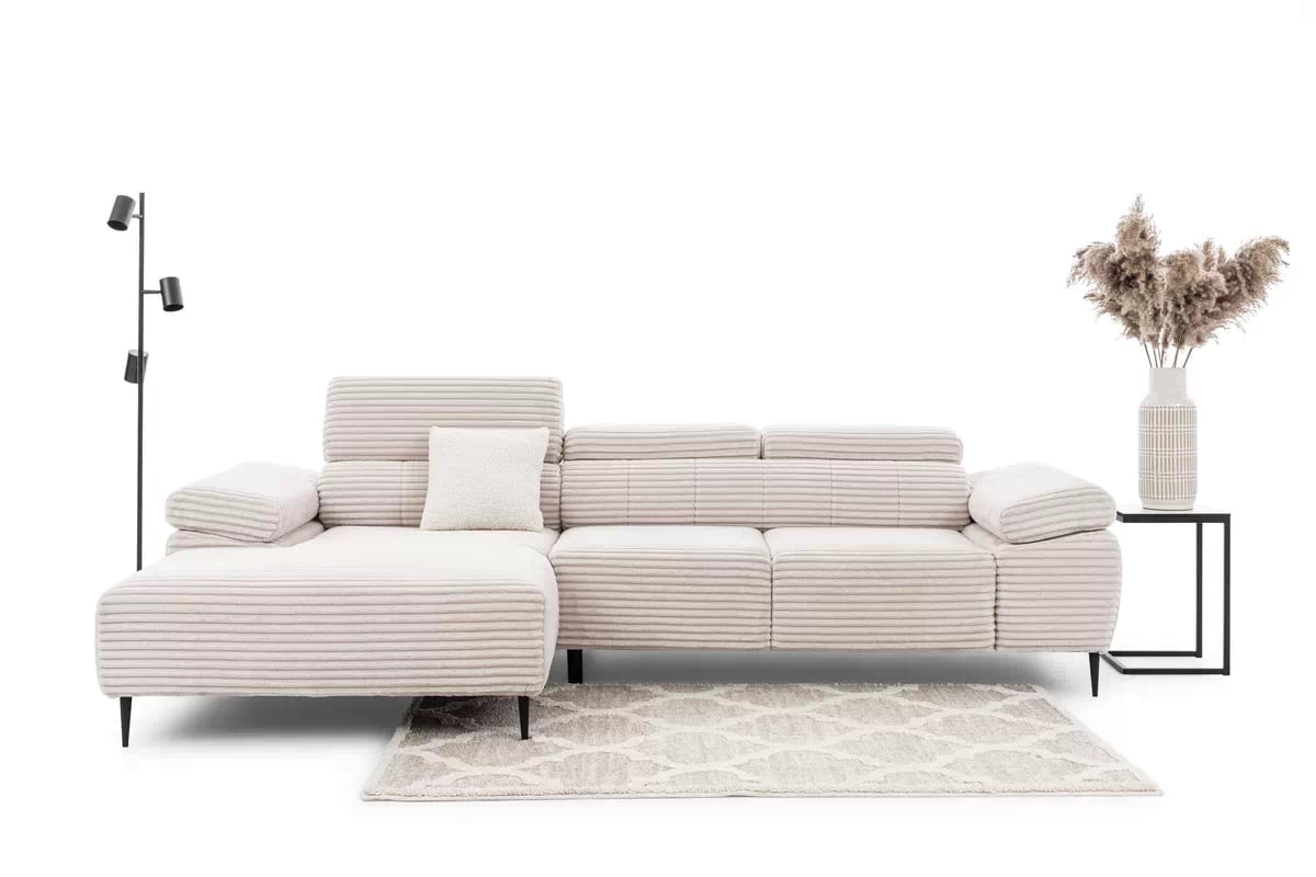 Rohová sedací souprava Taloria Mini levá - béžový plyš Tilia 01 / černé nožky Rohová sedací souprava levá Taloria Mini - Tilia 01, Nohy černá