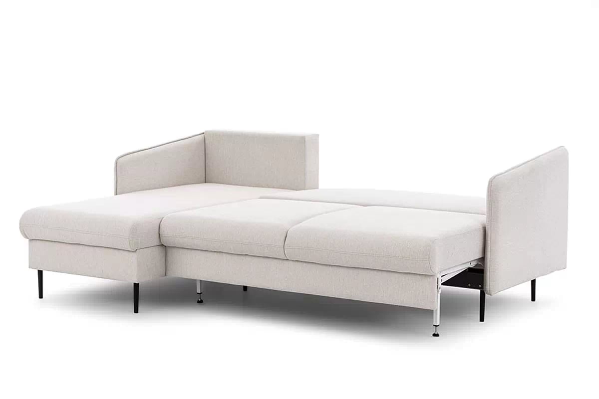 Rozkládací rohová sedací souprava Taila Mini levá - béžová Loft 01 / černé nožky Rohová sedací souprava rozkládací Taila Mini levá - béžová plecionka Loft 01, černá Nohy