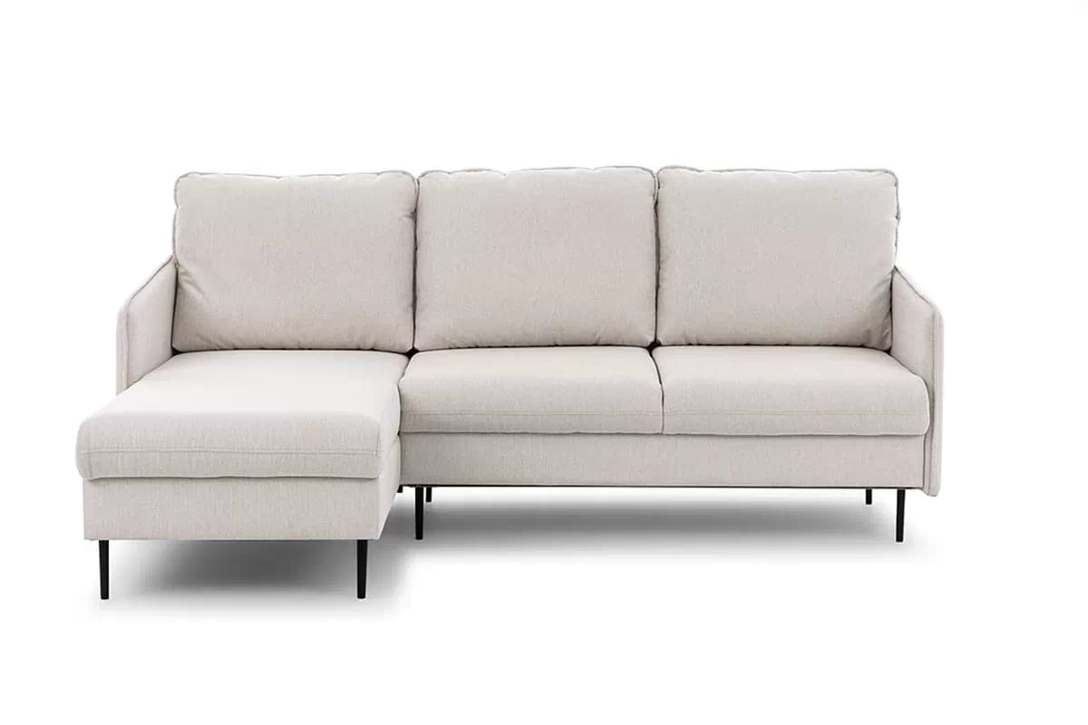 Rozkládací rohová sedací souprava Taila Mini levá - béžová Loft 01 / černé nožky Rohová sedací souprava rozkládací Taila Mini levá - béžová plecionka Loft 01, černá Nohy