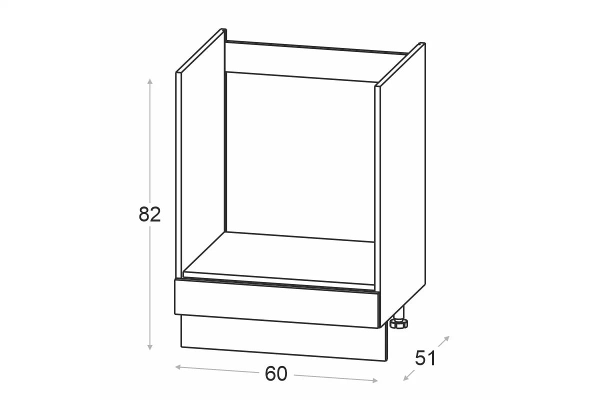 Spodní kuchyňská skříňka Ilandia DP60 pro troubu - bílý mat Skříňka kuchyňská spodní Ilandia DP60 pod zabudowe piekarnika - bílý mat