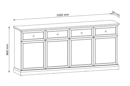 Štvordverová Komoda Lucca so zásuvkami 193 cm - grafit Štvordverová Komoda Lucca so zásuvkami 193 cm - grafit