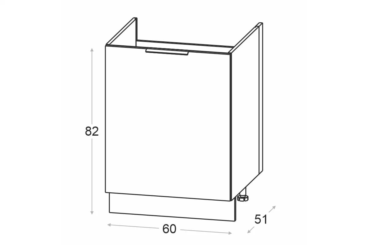 Spodní kuchyňská skříňka Ilandia DZ60.1 pod dřez - šedý mat Skříňka kuchyňská spodní Ilandia DZ60.1 pod zlewozmywak - šedá mat