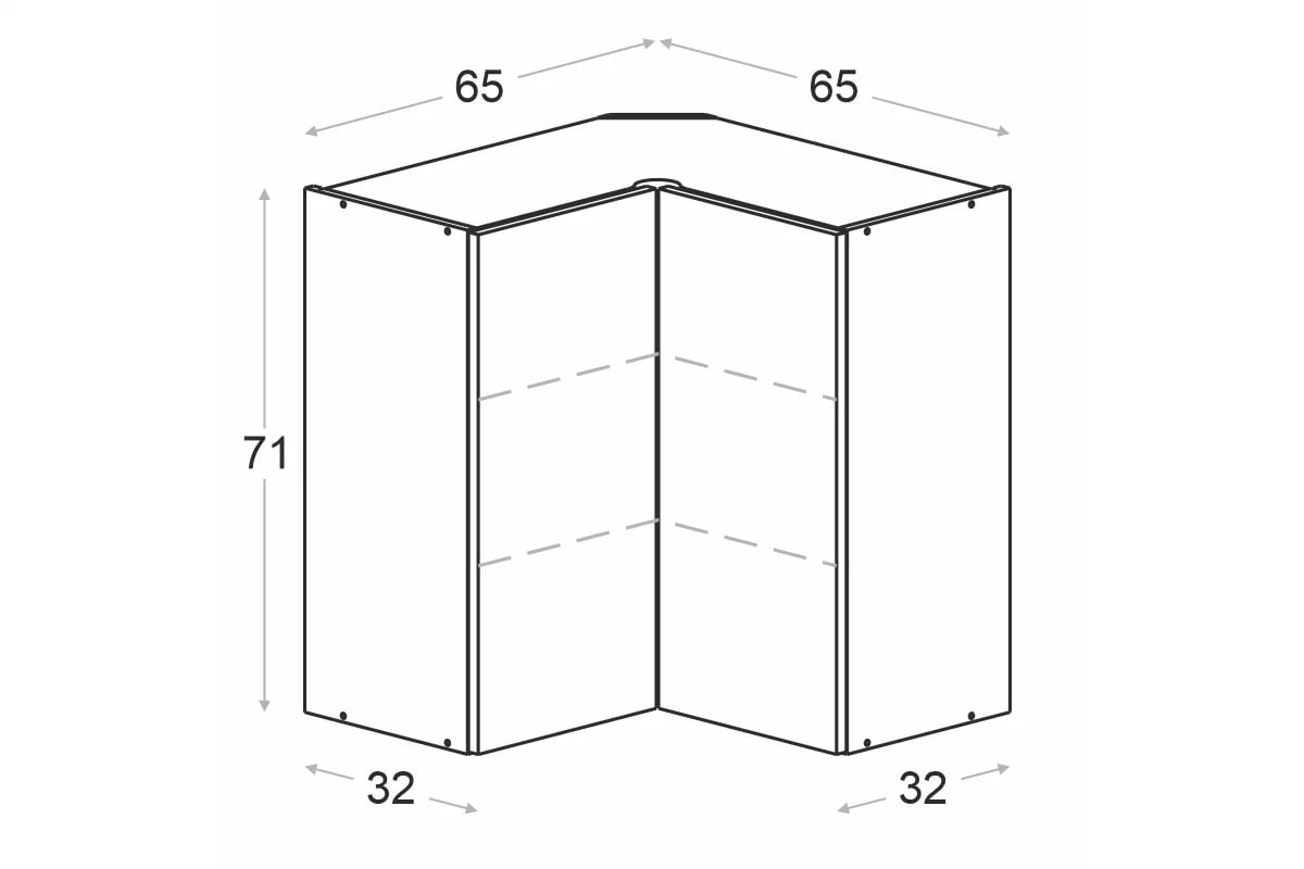 Závěsná rohová skříňka Ilandia WRP65/71 dvoudveřová - bílý mat Skříňka kuchyňská závěsná Ilandia WRP65/71 dvoudveřová rohová - bílý mat