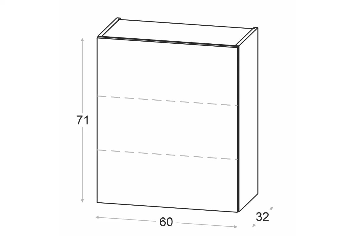 Závěsná kuchyňská skříňka Ilandia W60/71 jednodveřová - šedý mat Skříňka kuchyňská závěsná Ilandia W60/71 jednodveřová - šedá mat