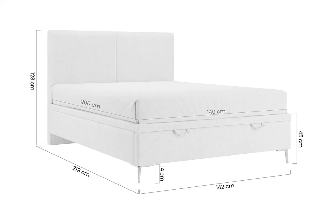 Boxspring posteľ s úložným priestorom Lektis - 140x200 / nožičky kovové čierny  Boxspring posteľ s úložným priestorom Lektis - 140x200 / nožičky kovové čierny 