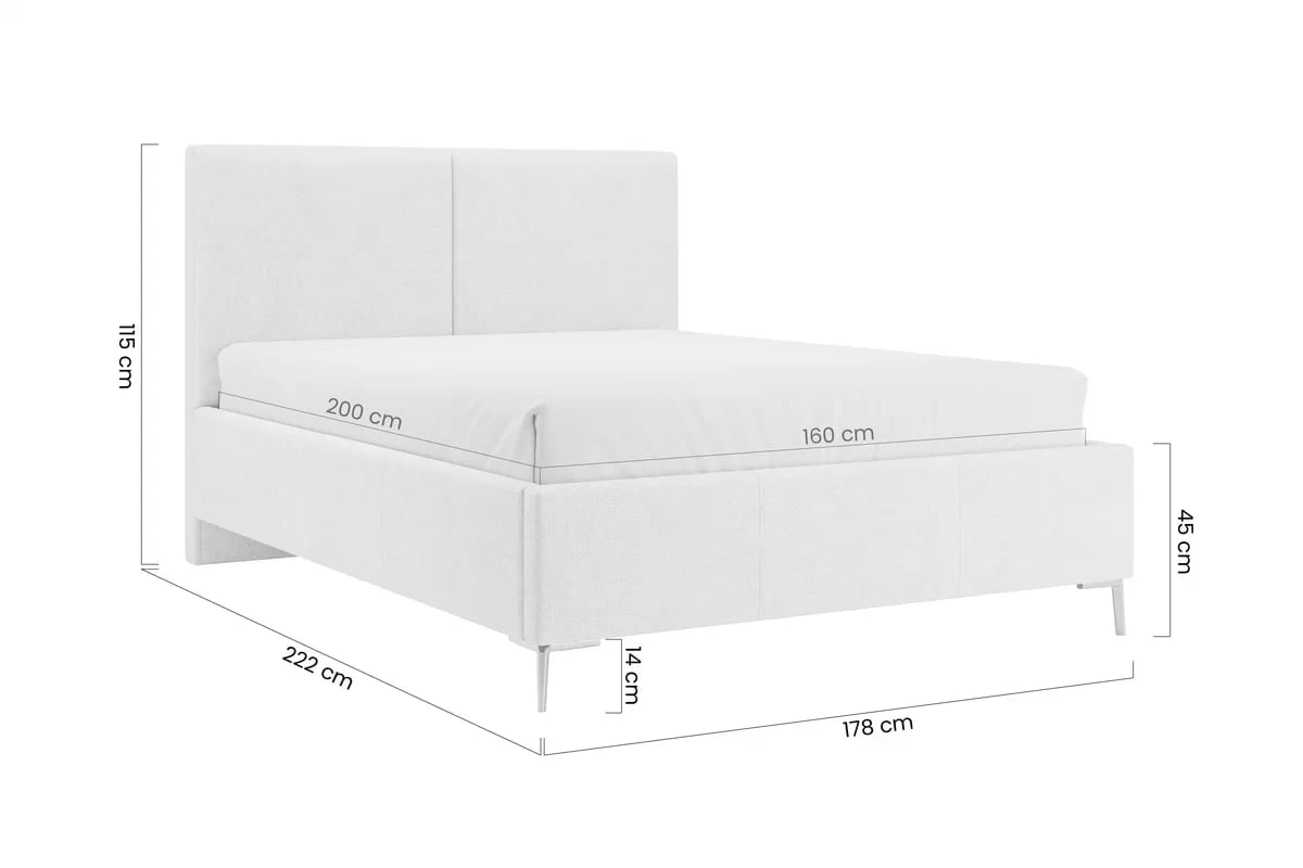 Čalúnená posteľ Lektis 160x200 - béžová látka Maya 03 / zlaté kovové nožičky Posteľ čalouněné Lektis 160x200 - Béžová látka ľahkočistiaca Maya 03 / nožičky kovové zlote