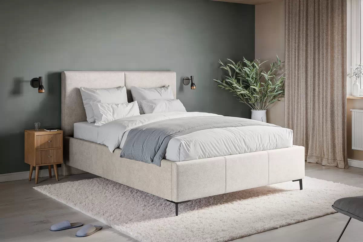 Čalúnená posteľ Lektis 180x200 s roštom - čierne kovové nožičky Posteľ čalouněné Lektis 180x200 ze stelazem - nožičky kovové čierny 