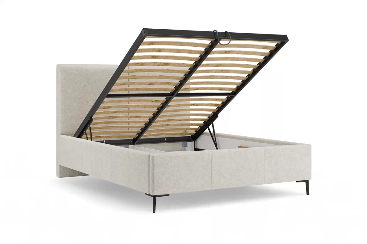 Čalouněná postel Lektis 160x200 s roštem a úložným prostorem - černé kovové nohy Postel čalouněné Lektis 160x200 ze stelazem a úložným prostorem - Nohy kovové černá 