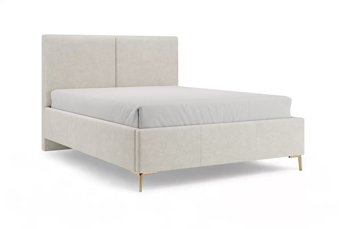 Čalouněná postel Lektis 140x200 s roštem a úložným prostorem - zlaté kovové nohy Postel čalouněné Lektis 140x200 ze stelazem a úložným prostorem - béžová potahová látka snadno čistitelný Maya 03 / Nohy kovové zlaté